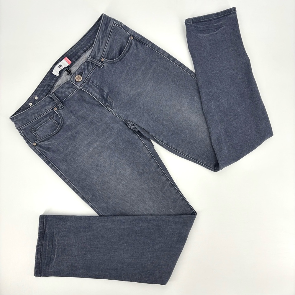 CAbi Slim Boyfriend # 3191 Gray Lightly Distressed Tapered Leg Jeans, 8